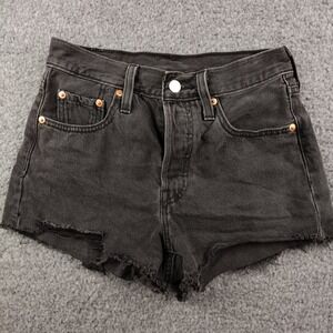 Levis 501 Denim Shorts Womens 24 Black Cutoffs Western Cowgirl Rodeo EUC